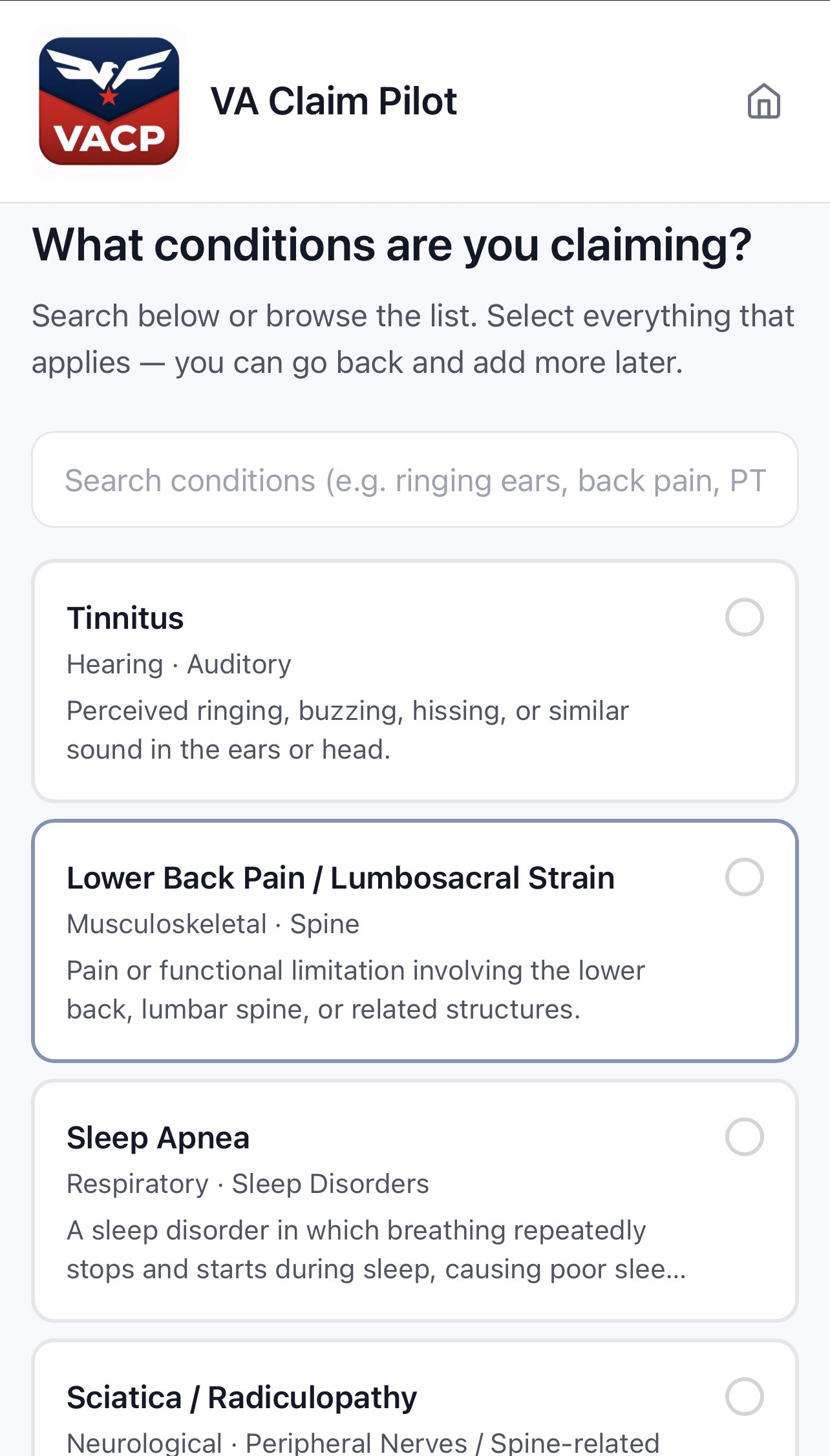 Choose your conditions